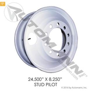 24.5 x 8.25 STUD PILOT (BUDD) Steel wheel
WHITE POWDER COATED
10 HOLE 11.25in