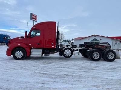 Kenworth T680 Tri Axle Sleeper Semi Truck - 48" Mid Roof Sleeper, Cummins 500HP, 13 Speed Ultrashift Plus Amt
