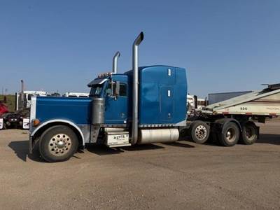 Peterbilt 379 Tri Axle Sleeper Semi Truck - Mid Roof Sleeper, Caterpillar 550HP, 18 Speed Manual