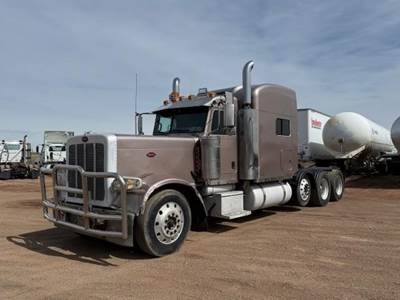 Peterbilt 389 Tri Axle Sleeper Semi Truck - Mid Roof Sleeper, Caterpillar 475HP, 18 Speed Manual