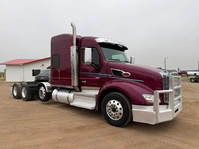 Peterbilt 579 Tri Axle Sleeper Semi Truck - Mid Roof Sleeper, Paccar, 13 Speed Ultrashift Plus Amt