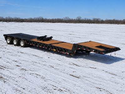 2008 Doepker 57 Ton Scissorneck / Neck Extension / Tri Axle / 55ft Folding Neck Trailer 9' Wide Bed