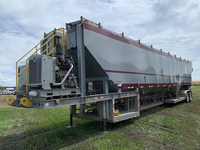 2011 KEYSTONE 3000 CUBIC FT SAND MOBILE STORAGE PIG DRY BULK TANK TRAILER WITH CONVEYOR BELT SYSTEM