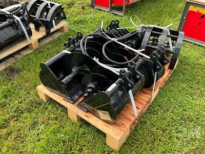 AGT 12EX-ATA Mini Excavator Attachment Set, 9-PIECE Bucket/Coupler/Ripper/Grapple/Rake/Auger