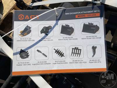 AGT Set of 9 Excavator Attachments: Buckets, Coupler, Ripper, Grapple, Rake & Augers