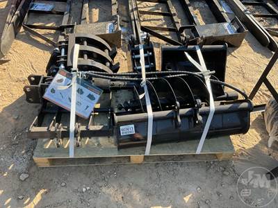 AGT Set of (9) Excavator Attachments - Buckets, Coupler, Ripper, Grapple, Augers