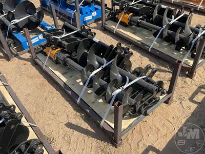 GIYI Excavator Attachment Set, 25 mm Pin, Unused (8) Piece, Rake/Ripper/Auger/Bucket/Coupler