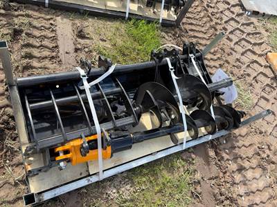 MIVA Excavator Attachment Set with Auger, Rake, Grapple & 2 Buckets