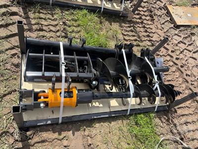 MIVA Excavator Attachment Set – Auger, Rake, Grapple & 2 Buckets