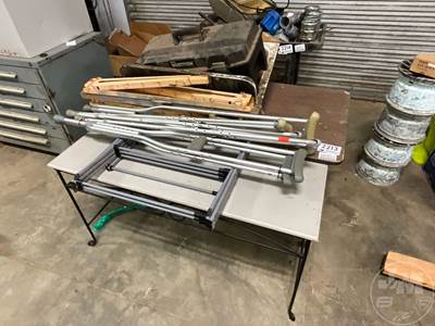 (2) Saw Horses, Bostitch Tool Box, (2) Tables, Â Shop Sink, QTY Of