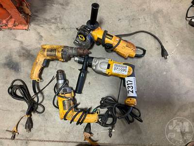 QTY Of (4) Dewalt Power Tools, Â Electric, (3) 1/2" Drills, (1) 4 1/2" Angle
