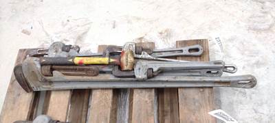 QTY Of 4 Ridgid Various Size Pipe Wrenches, Brass Hammer