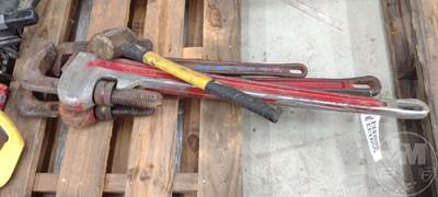 QTY Of 3 Ridigd Various Size Pipe Wrenches, Brass Hammer