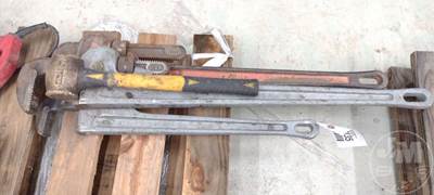 QTY Of 3 Various Size Ridgid Pipe Wrenches, Brass Hammer