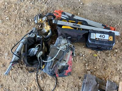 QTY Of Hand Tools, Ridgid 700 Pipe Threader, Survey Equipment