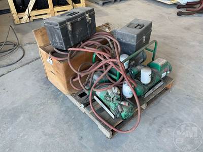 (4) Bullard EDP-16-TE Electric Free Air Pumps, (2) Air Supply Masks, (2) Boxes