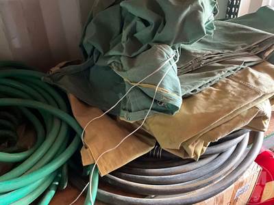 Lot Of Fire Blankets, Water Hose , Nails, *** Shelve Not Included***