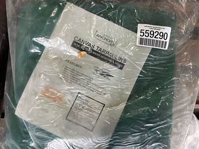 Unused  10â€™X20â€™ Canvas Tarpulins, Â 10 Oz. Mildew/Water Resistant- Green