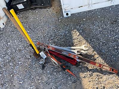 Hack Saw, Pipe Wrenches, Spud Wrench, Various Size Combination Wrenches, Level,