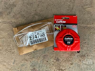 Lufkin 25â€™ Tape Measure W/ Saftey Glasses, Â