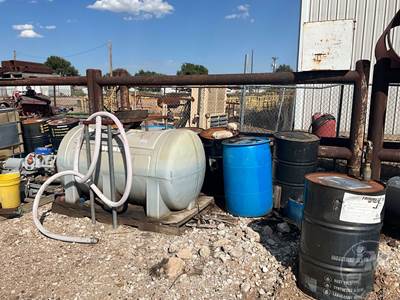 50 Gal Barrel, Various 50 Gal Oil And Hydraulic Oil Barrels, Used Batteries, 4