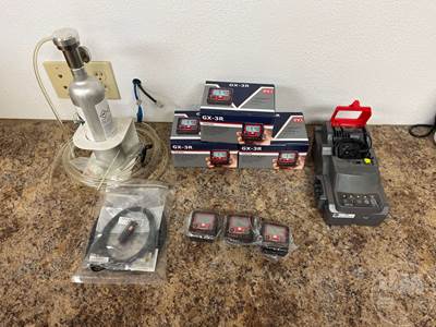 3 Unused Rki GX-3R Gas Detectors W/Calibration Station,