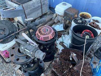Pallet Of Inop Water Pump, Inop Honda Engine, Bucket Of Parts