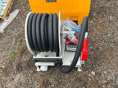 Portable Pump, Â 26 Gpm, Electric, DC Oil Pump W/ Hose Reel And Gal Meter