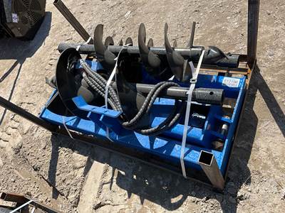 GIYI Hydraulic Auger Skid Steer Attachment, Universal Mount, 8"/12"/16" Bits