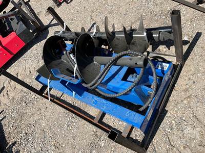 GIYI Hydraulic Auger Universal Skid Steer Attachment, 8", 12", 16" Bits, Round Drive