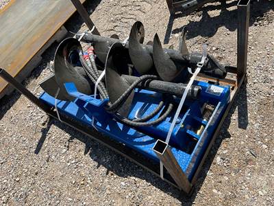 GIYI Hydraulic Auger Skid Steer Attachment, Universal Skid Mount, 8", 12", 16" Bits