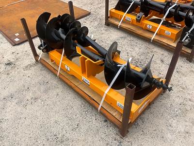 Unused GIYI 45 Inch Hydraulic Auger Skid Steer Attachment, Universal Mount w/ 8", 12", 16" Bits