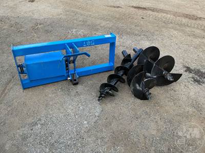 Used GIYI Skid Steer Auger Attachment with 6", 12", 16" Bits