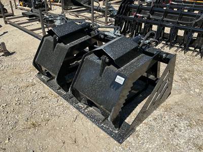 GIYI HWG60 Dual Cylinder Grapple Bucket Skid Steer Attachment, Universal Skid Mount