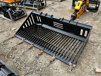 GIYI RB66 66" Rock Bucket Skid Steer Attachment, Universal Skid Mount