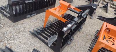 KC 76 Inch Rock Grapple Bucket Skid Steer Attachment, Universal Skid Mount