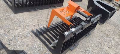 KC 76 Inch Rock Grapple Bucket Skid Steer Attachment, Universal Skid Mount