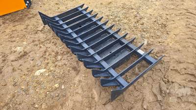 Unused KC 70 Inch Root Rake Skid Steer Attachment, Universal Skid Mount