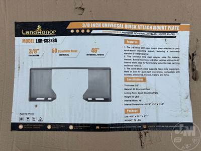 Landhonor 46 in. Mounting Plate, 3/8 in. Universal Quick Attach Skid Steer Attachment