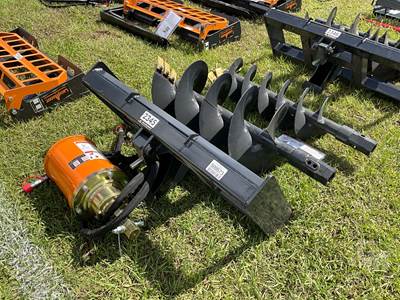 Unused LANDHONOR SAD-12-23C Hydraulic Auger Skid Steer Attachment, 12" & 18" Bits, 2" Hex Shaft