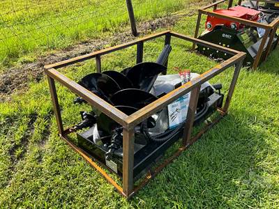 Unused Mower King SSECAG-Y 3 BIT Hydraulic Auger Skid Steer Attachment, 6", 12", 14" Auger