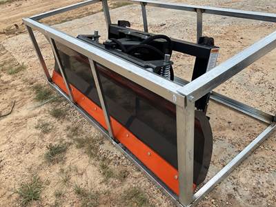 Unused Wolverine J-BM84 84 Inch Snow Pusher, Universal Skid Steer Mount, Hydraulic Angle