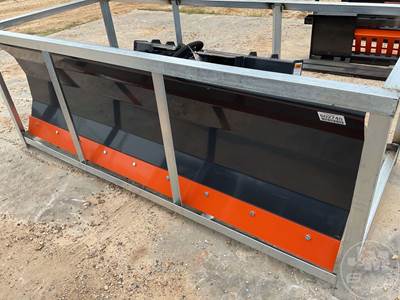 Unused Wolverine J-BM84 84" Snow Pusher Skid Steer Attachment, Hydraulic Angle
