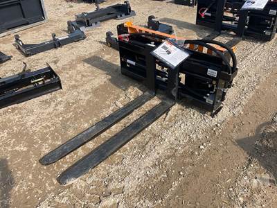Wolverine PFA-11-3300G 48" Forks with Hydraulic Positioner, Universal Skid Steer Mount