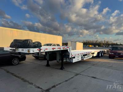 2015 Reitnouer 53ft Drop Deck Trailer - All Aluminum, Aluminum Floor, Rear Sliding Axle, Ramps, Toolbox, Weigh Scale, Tire Inflation System