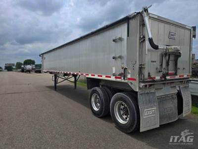 2018 East 39ft End Dump Trailer - Quarter Frame, Aluminum Box, Air Ride Suspension, Tarp, Liner