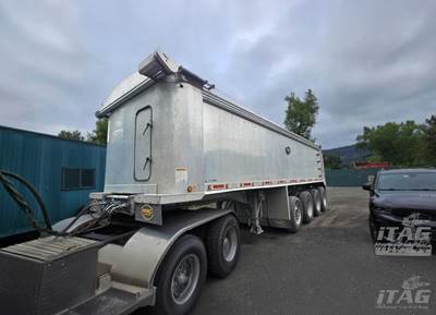 2018 MAC Trailer 30ft End Dump Trailer - Full Frame, Aluminum Box, Quad Axle, Electric Tarp, Swing Gate, Lift Axles