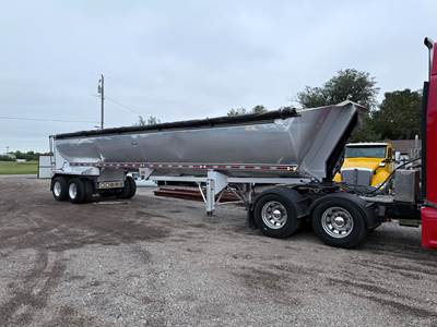 2016 MAC Trailer 39ft Half-Round End Dump Trailer - Quarter Frame, Aluminum Tub, Tandem Axle, Liner, Manual Tarp, Top Hinge Lift Gate, Coal Chute