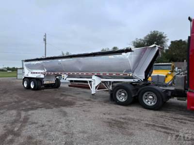 2016 MAC Trailer 39ft Half-Round End Dump Trailer - Quarter Frame, Aluminum Tub, Tandem Axle, Liner, Manual Tarp, Top Hinge Lift Gate, Coal Chute