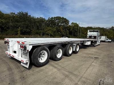 2015 East 53ft Flatbed Trailer - All Aluminum, Aluminum Floor, Quad Axle, Toolbox, Lift Axle